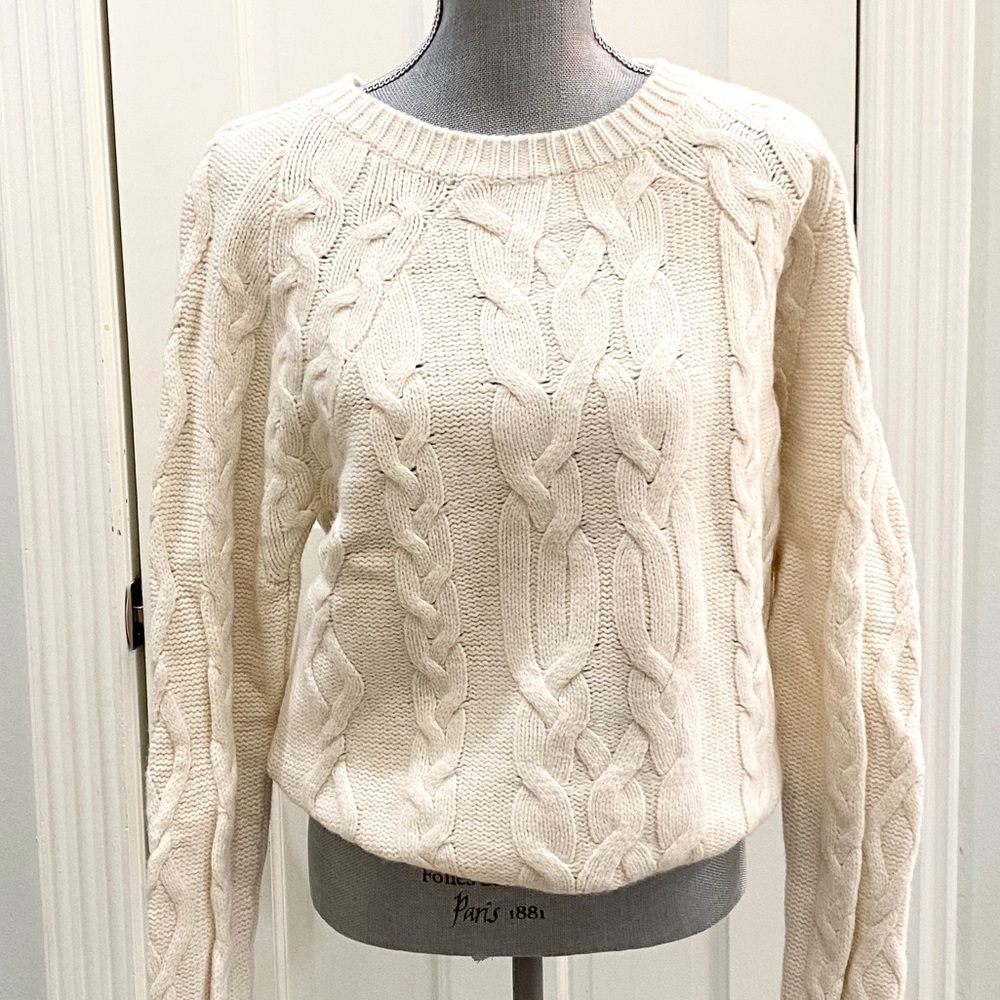 Ann Taylor Cream Cable-knit Sweater SZ XL